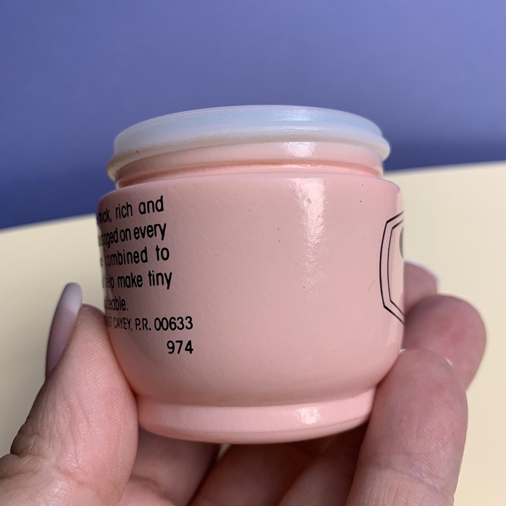 VTG Olay Vitalizing Cream Empty Pink Milk Glass Jar Vintage Cosmetics Beauty - Picture 12 of 13